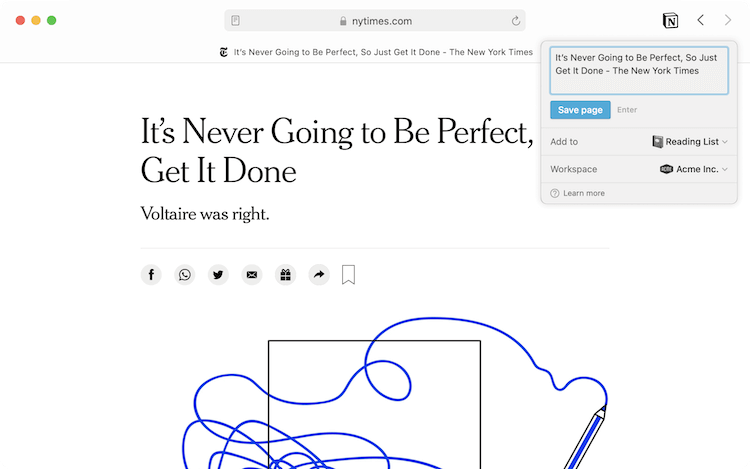 Notion’s Web Clipper Chrome extension
