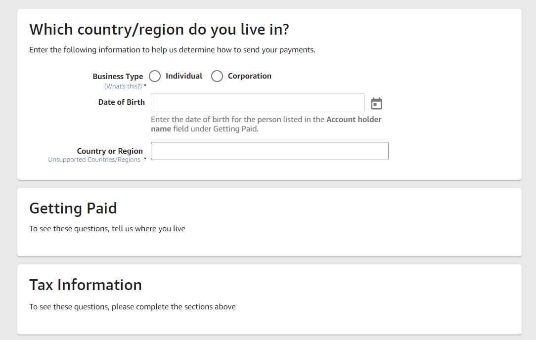 Before you can publish a book, you will need to complete your KDP account. 