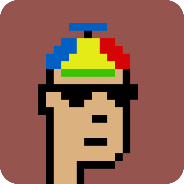 AI-generated art image of a pink  NFT Punk wearing a rainbow hat