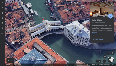 A photo of the Rialto Bridge from Google Earth