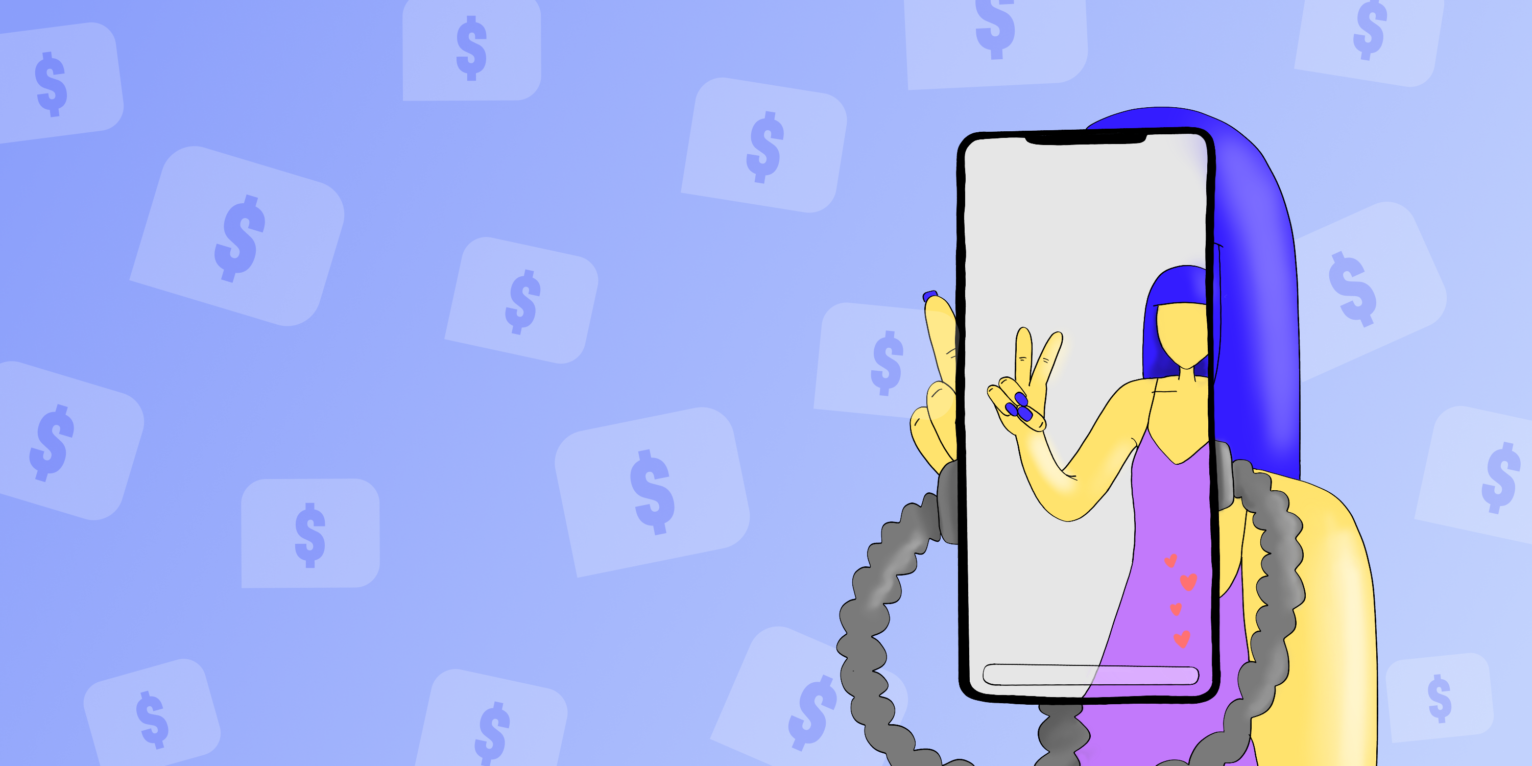 Illustration of a woman taking a selfie