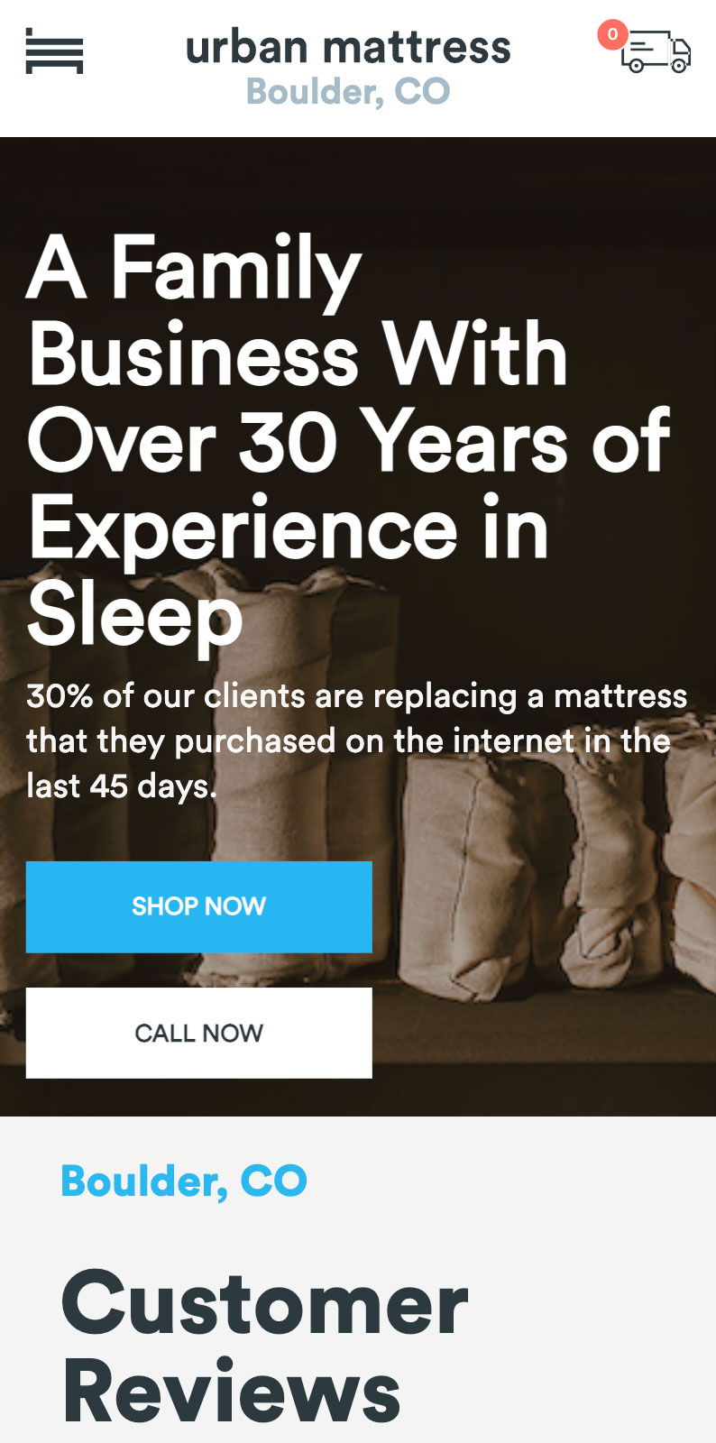 Web Design for Urban Mattress