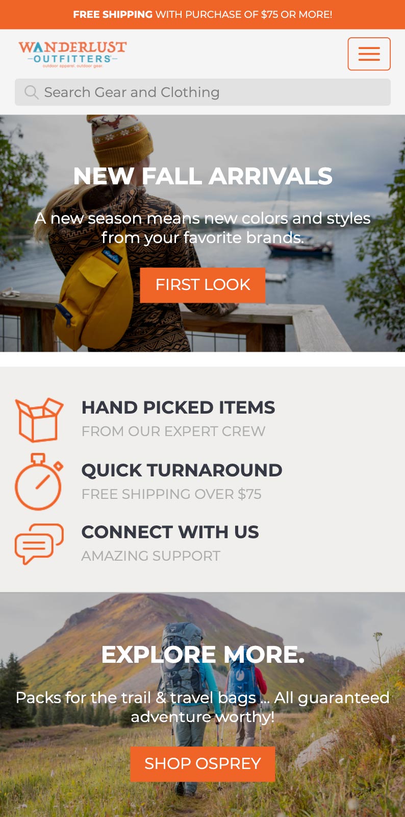 Web Design for Wanderlust Outfitters
