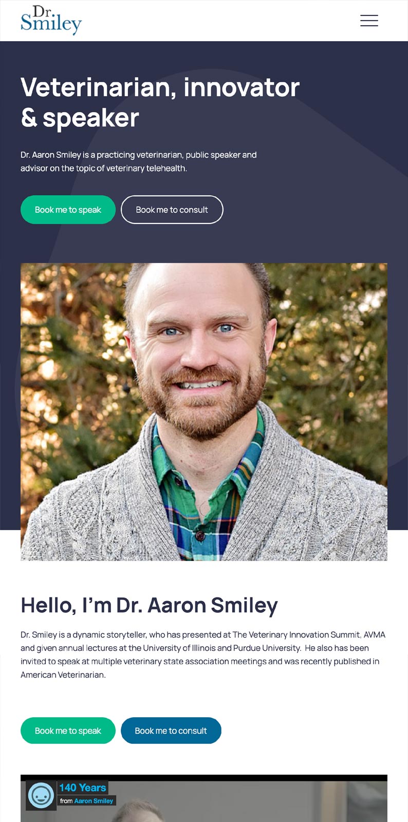 Web Design for Dr Aaron Smiley
