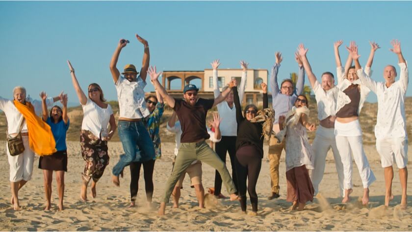 A Group of People Jumping In the Air