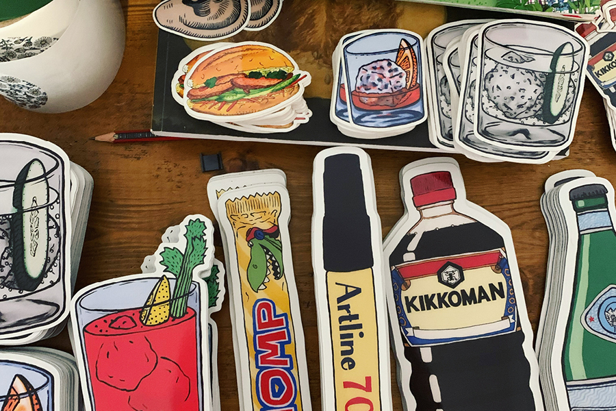 Thomson’s creative process involves getting to the studio by 9am to begin work.