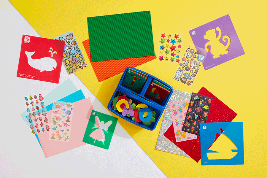 Stencils help kids have fun creating art for their holiday diary or travel journal.