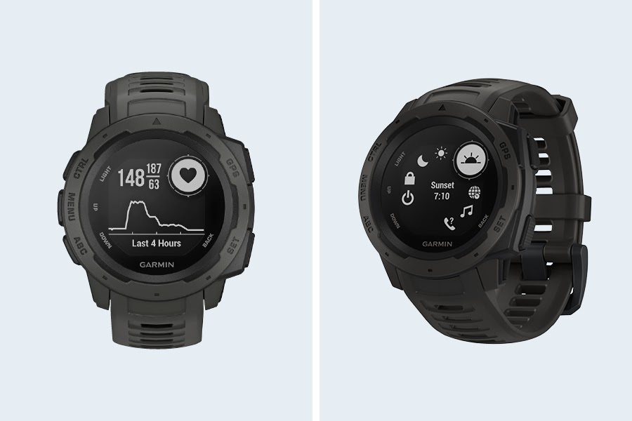 The Garmin Instinct smart watch is heat-, shock- and water-resistant.