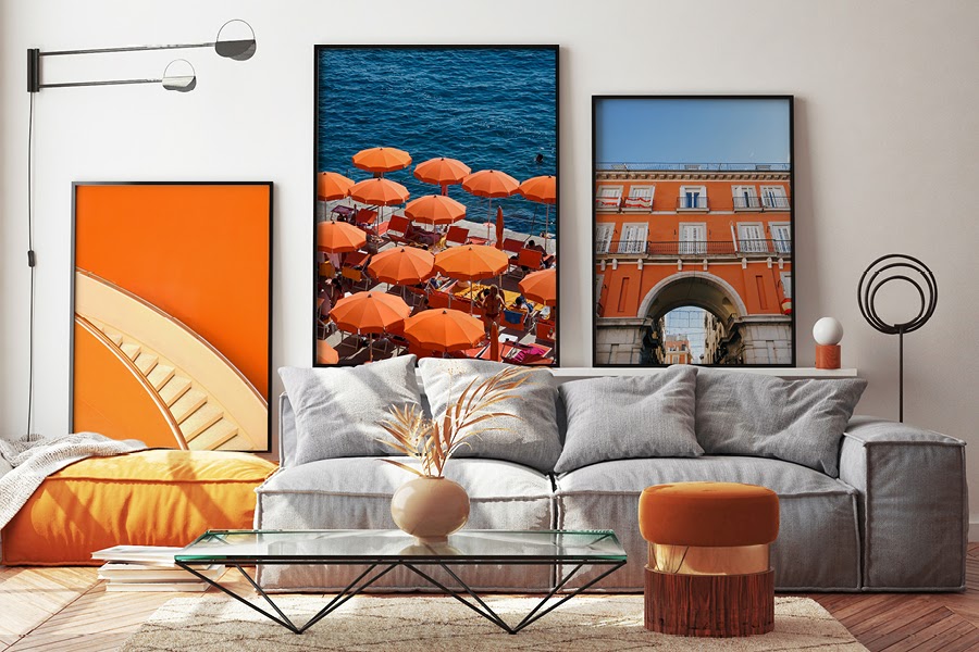 Clever poster decoration ideas include choosing a colour theme for your posters to create a gallery style effect.