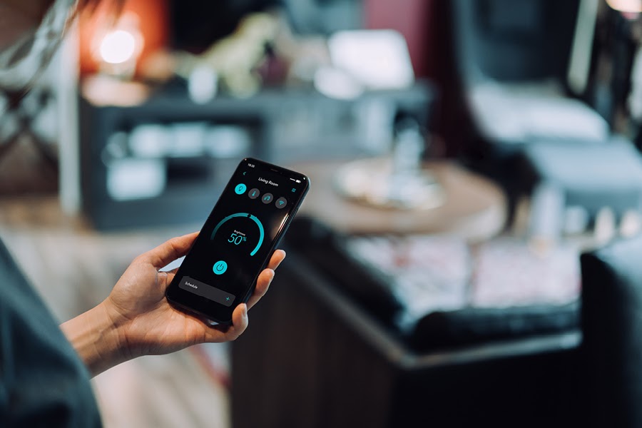 It’s easy to control all your smart lights via an app on your phone.