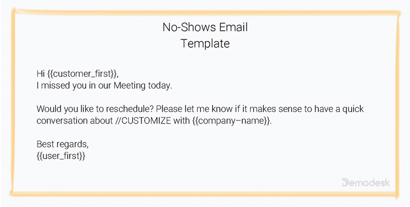 no shows product demo email template