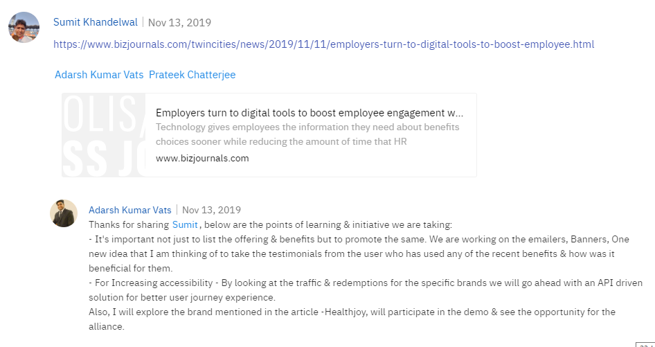 Empuls screen shot Groups and Communities