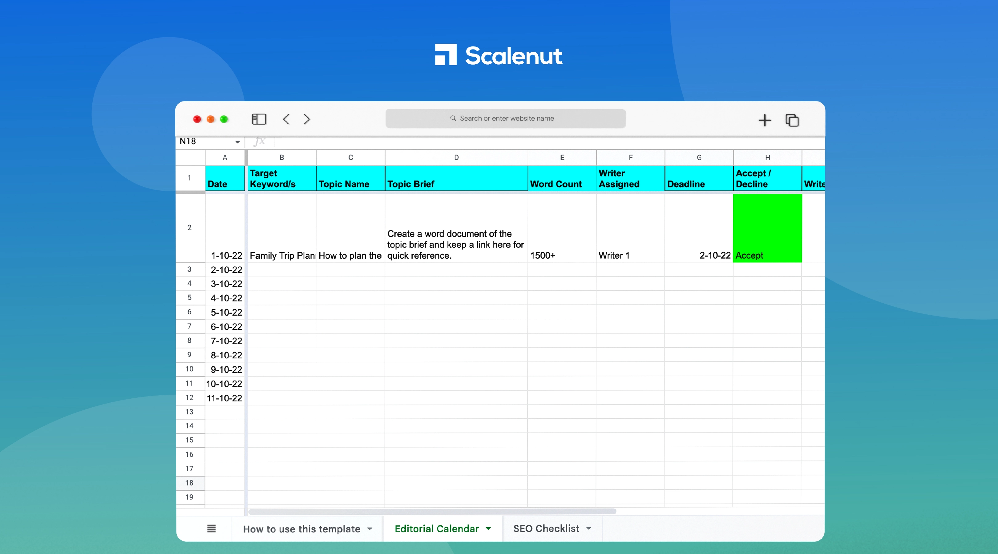 Free Template Editorial Calendar Scalenut