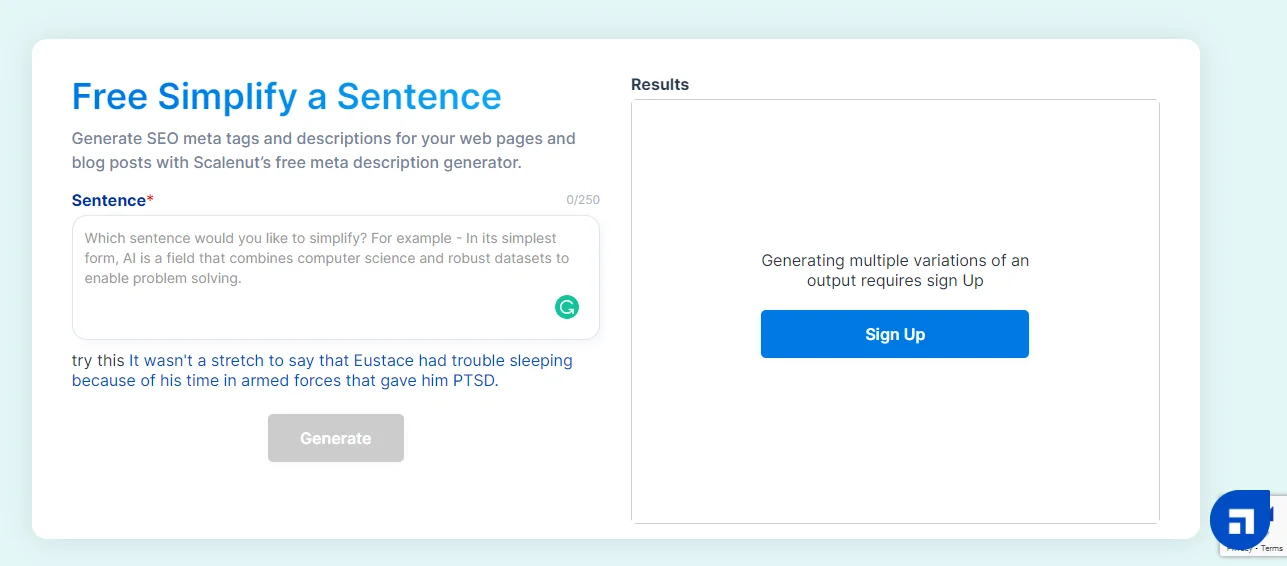 Free Simplify a Sentence Tool | Scalenut