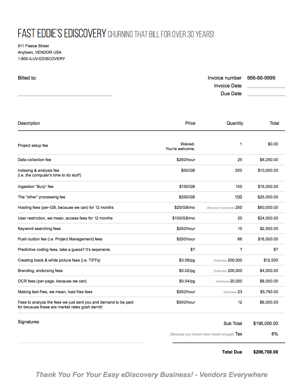 Does Your Ediscovery Bill Look Like This