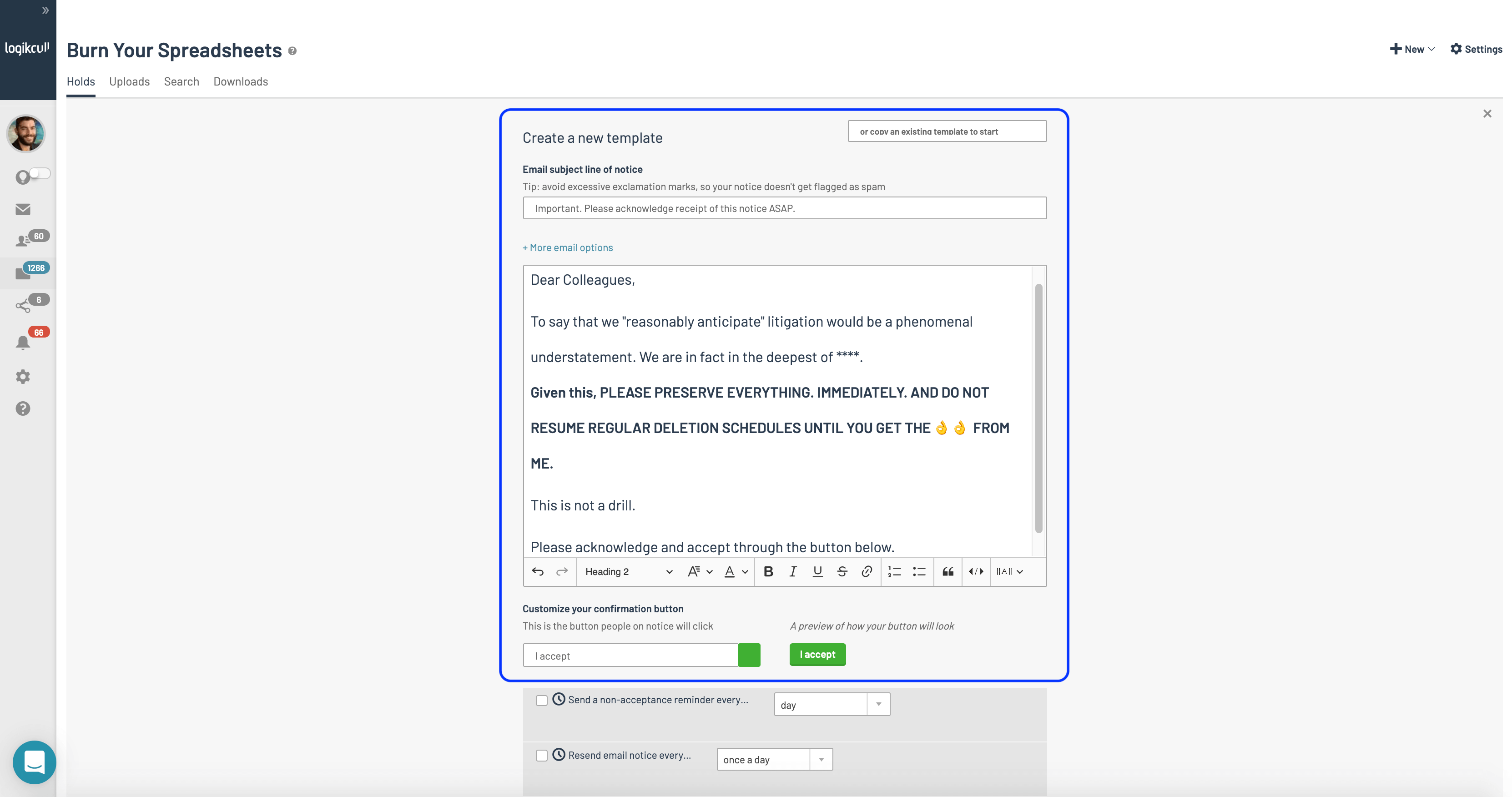 Burn Your Spreadsheets: Introducing *Free* Logikcull Legal Hold