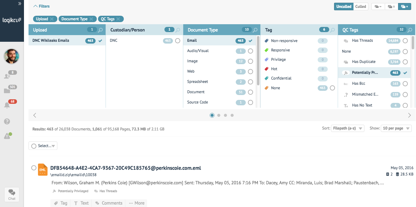 Using Logikcull to decode the DNC's leaked emails