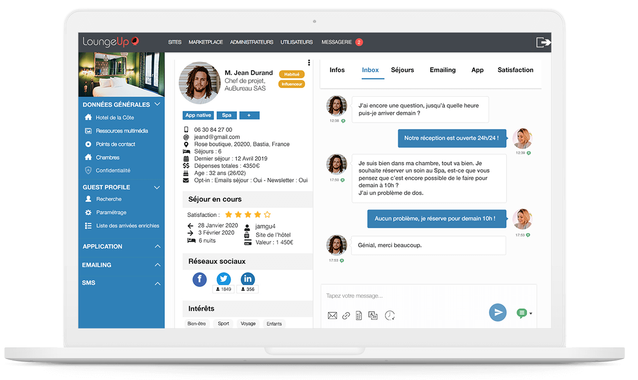 guest profile crm hotel loungeup cardex recherches base de données clients segmentation