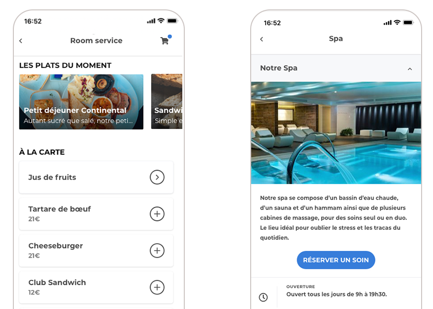 room service app loungeup spa restaurant mobile