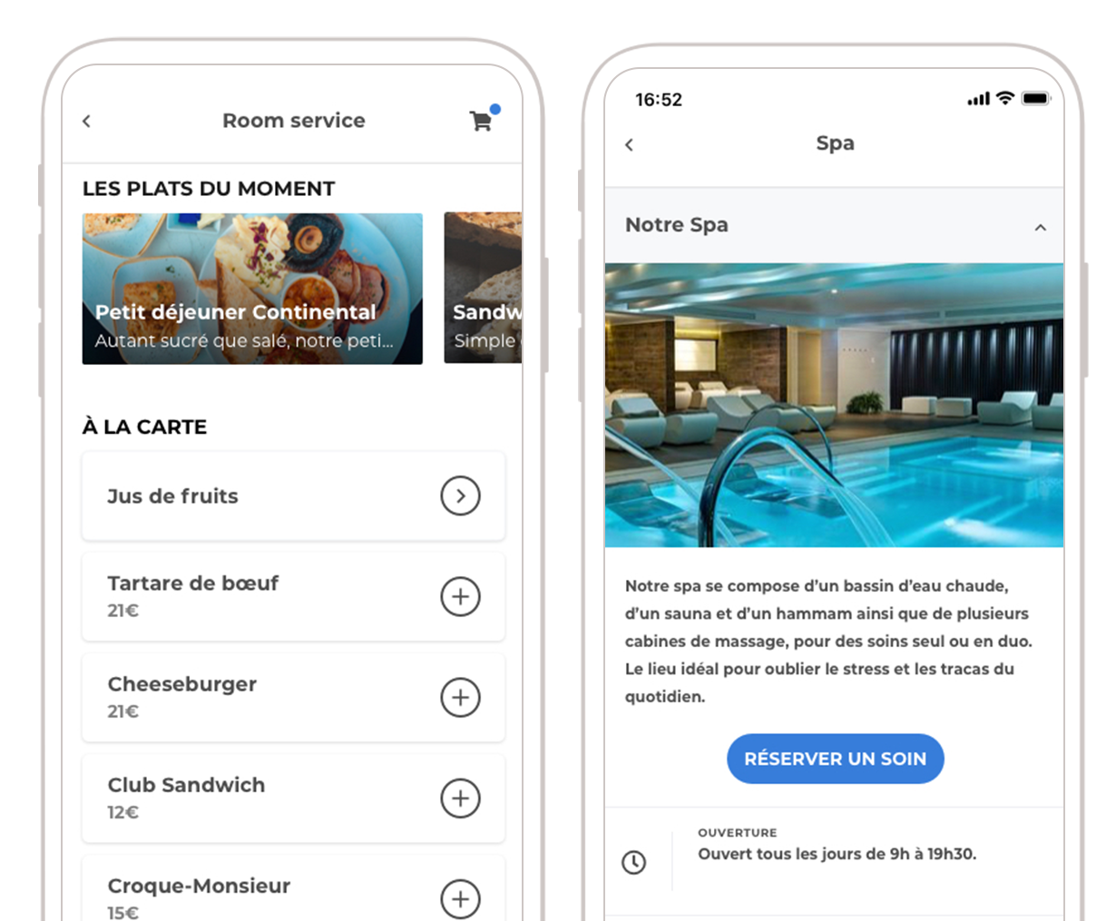 servicio de habitaciones app loungeup spa restaurante móvil