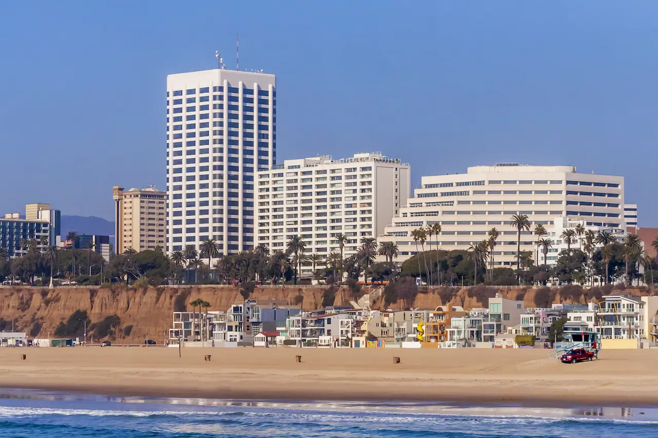 Beach Front Homes and Buildings at Santa Monica State Beach