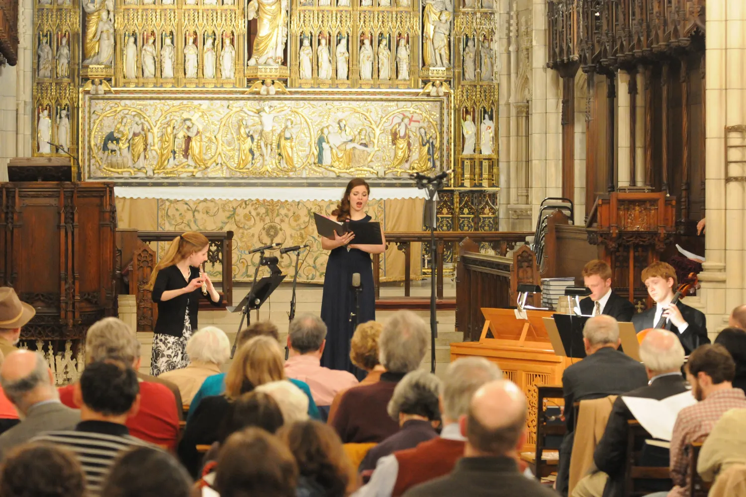 A photo of a performance at a church