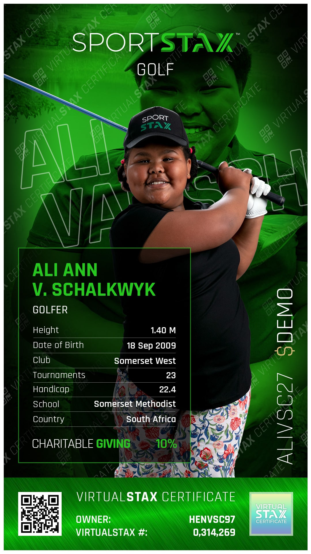 SX Trade Card Ali Ann van Schalkwyk