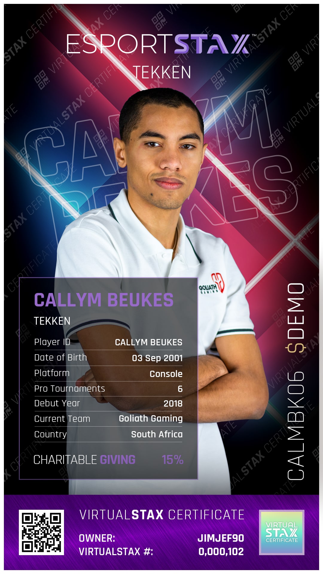 ESX Trade Card Callym Beukes