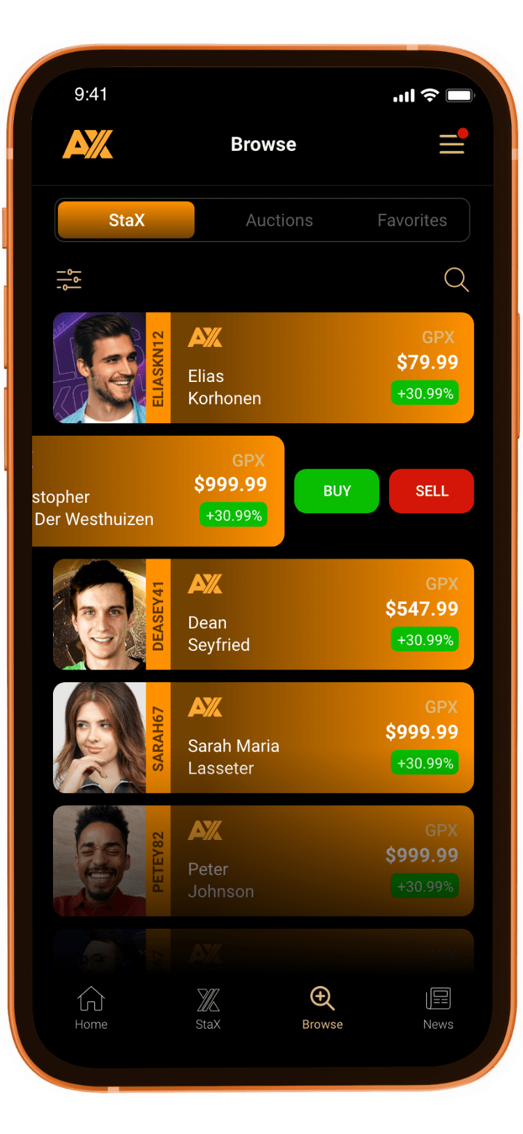 AX Trade Card App Duncan Vester