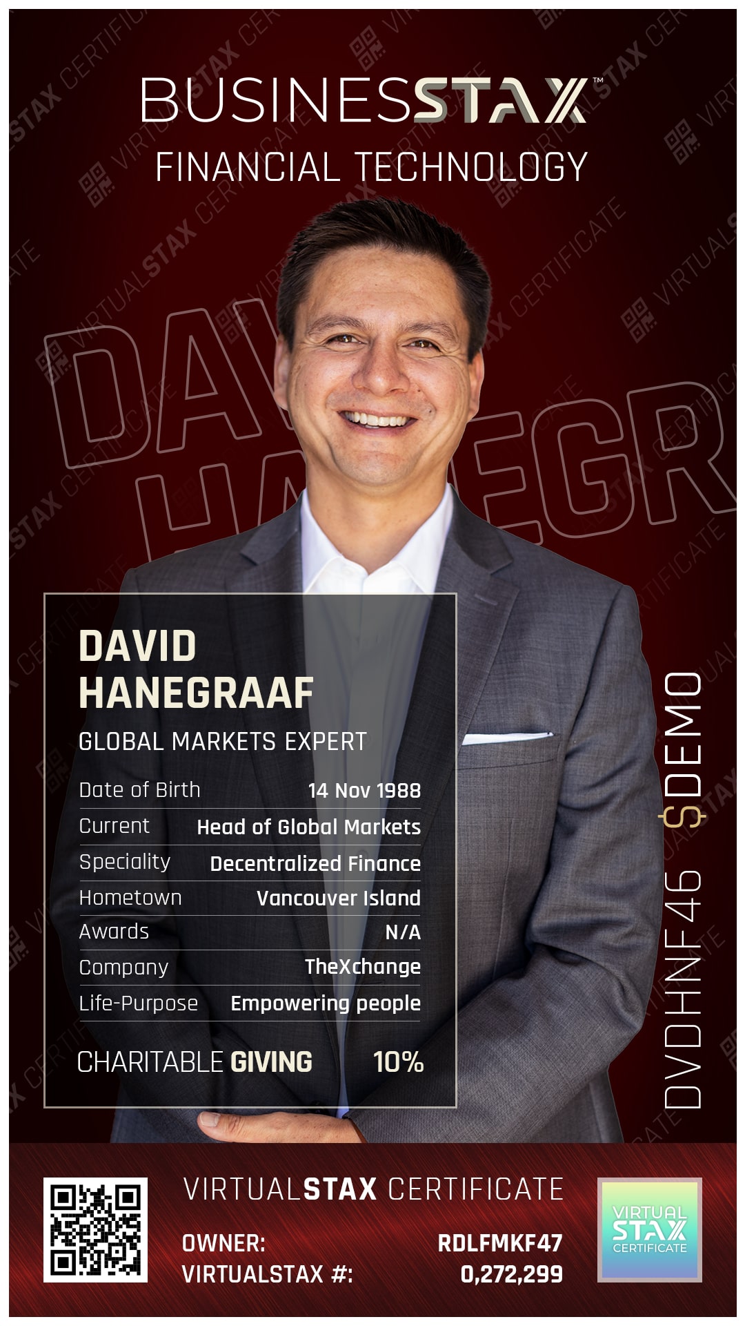 BX Trade Card David Hanegraaf