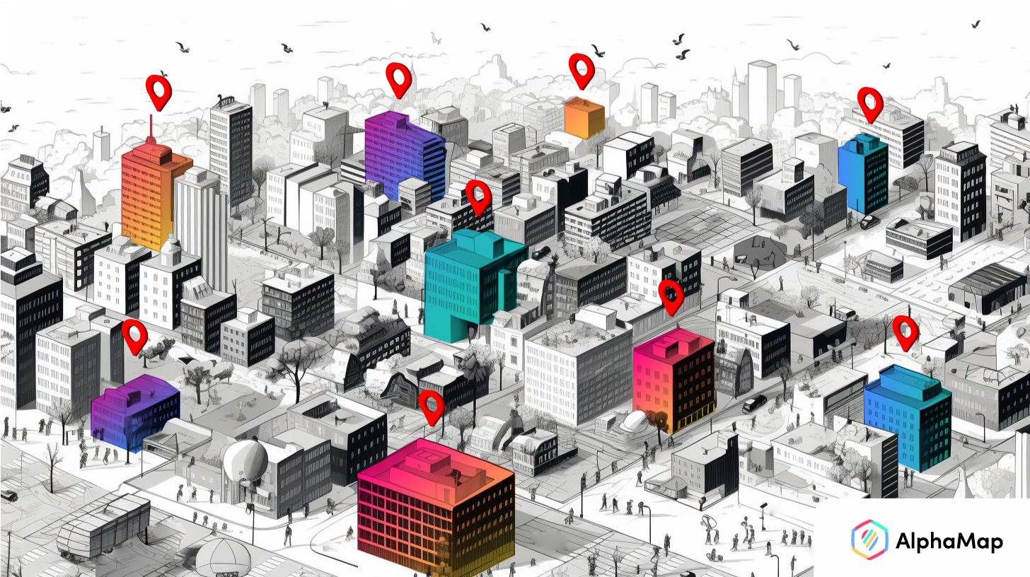 GIS tools can display streets, buildings, and other data all on a single map. 