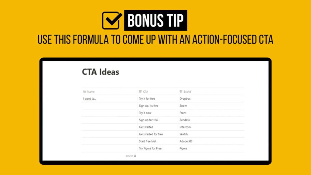 action focused CTA ideas