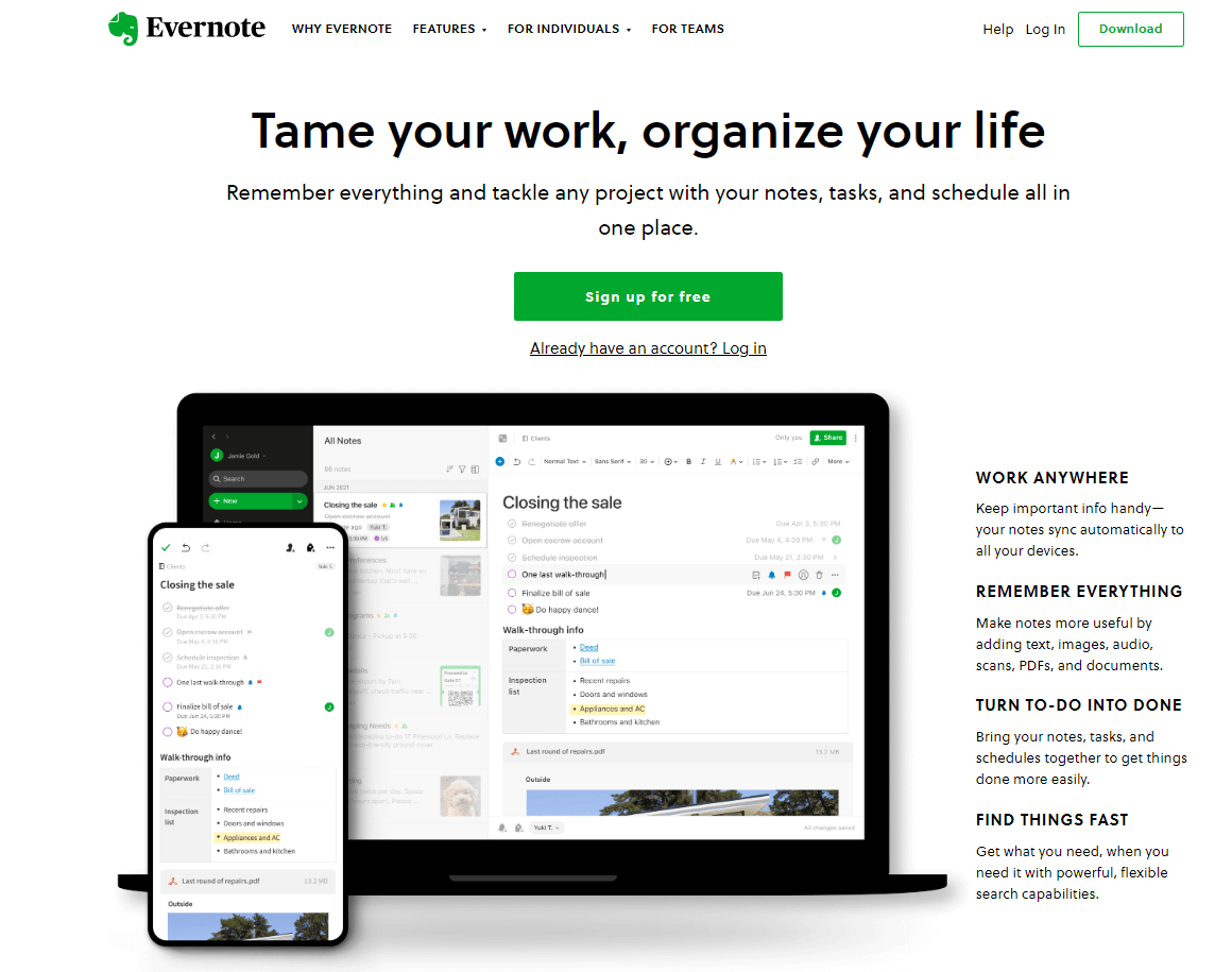 Evernote User-friendly Layout Design