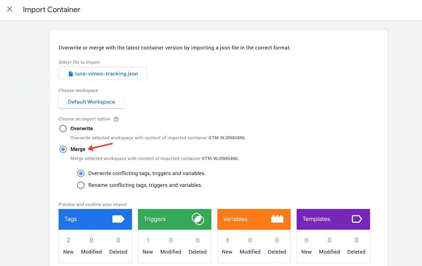 Import the pre-configured container and adjust the settings