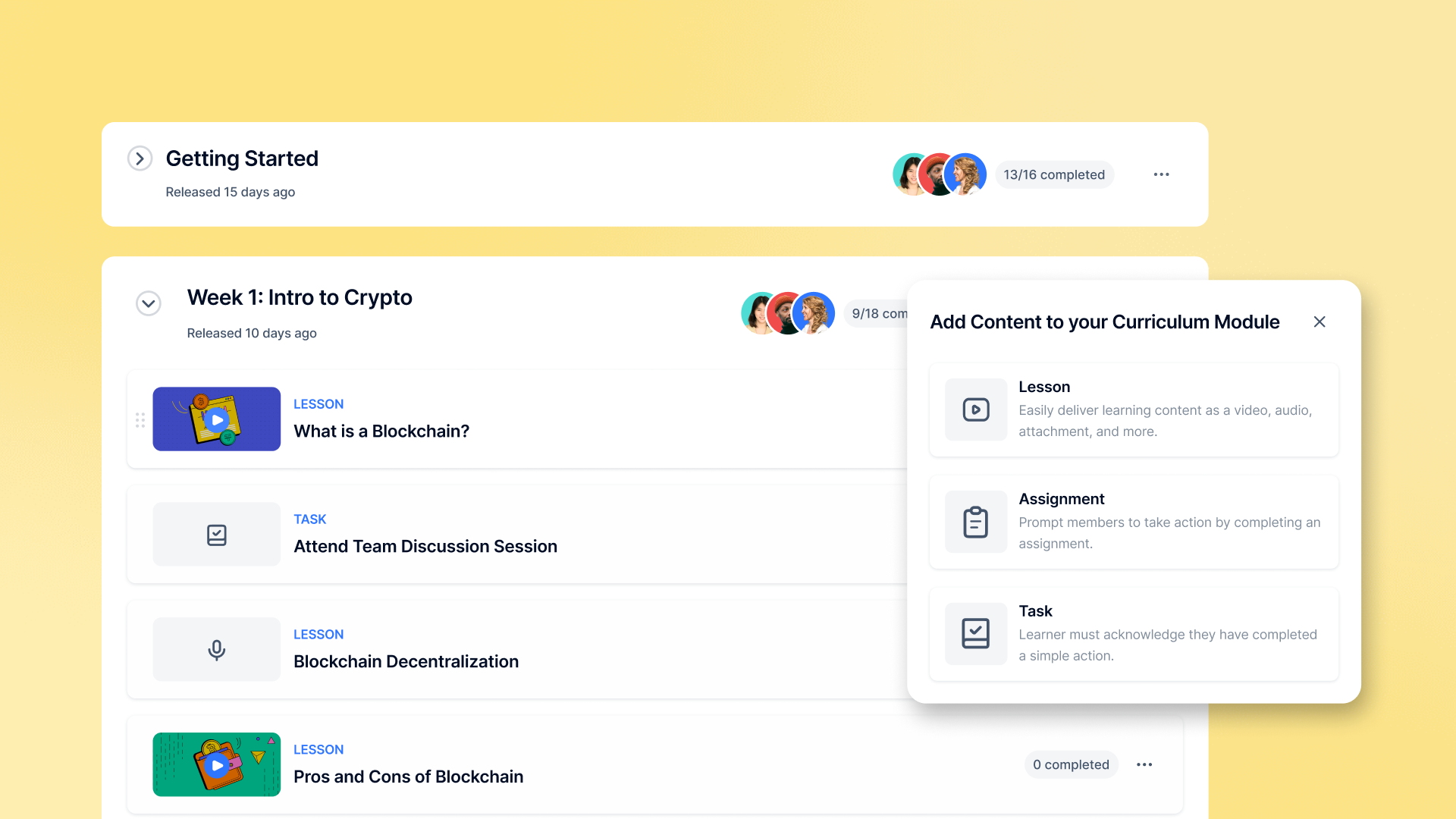 Curriculum builder on the Disco platform