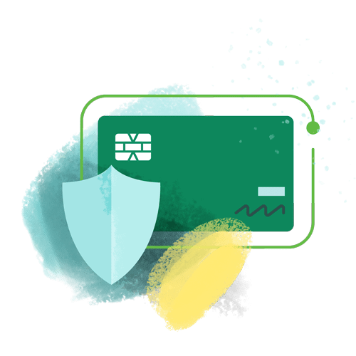 Illustration of a credit card with a shield