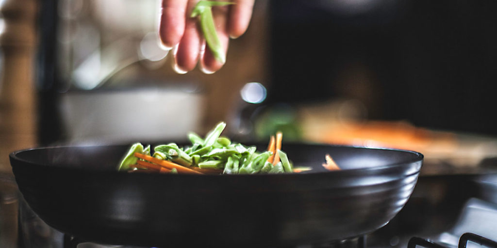 add fresh vegetables to frying pan