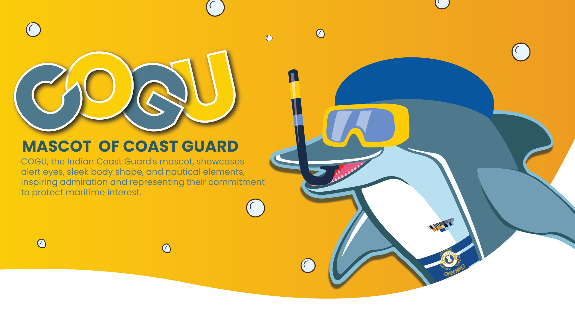 Indian Coast Guard Mascot Design INK PPT