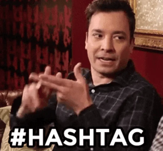 Jimmy Fallon doing Instagram hashtag sign
