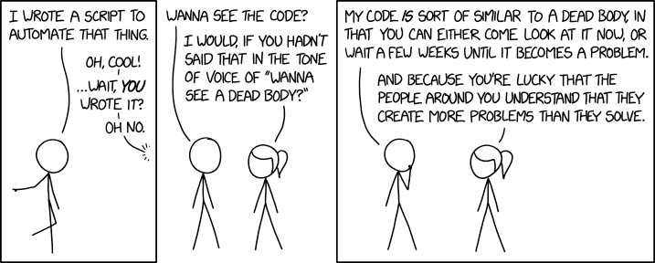 A tech debt themed XKCD