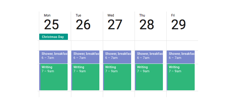 time blocked calendar