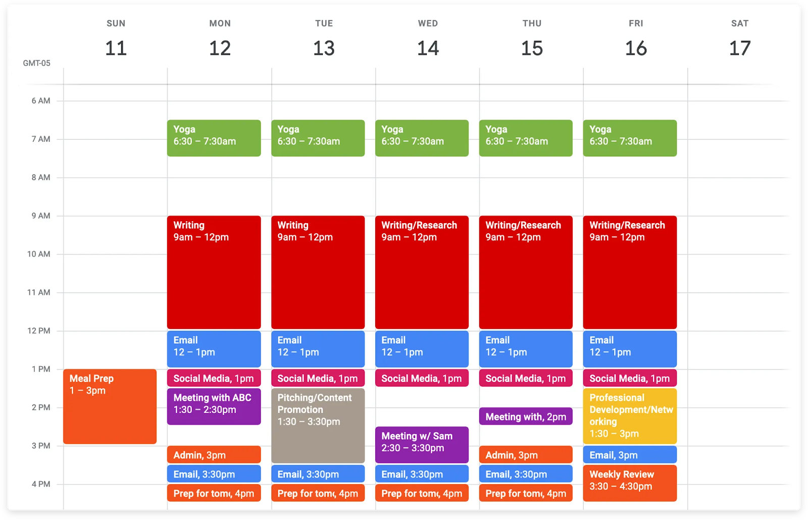 time blocking example