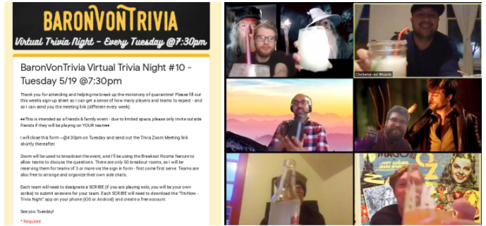 Clockwise trivia nights