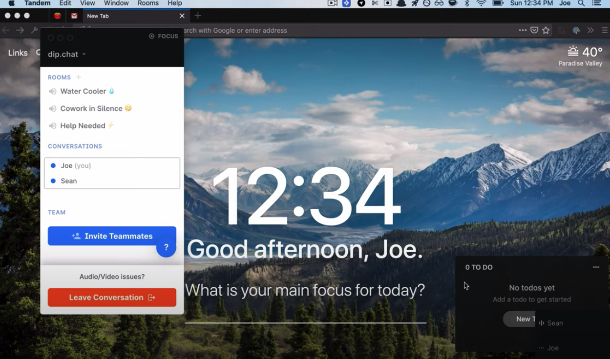 Screenshot of Tandem’s default view
