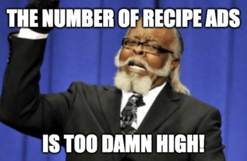 The average number of ads on a Google Search recipe? 8.7