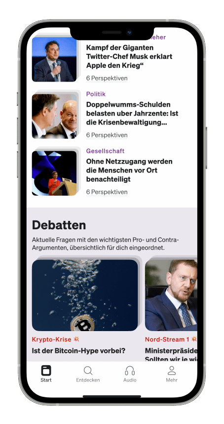 Buzzard App auf dem Handy zeigt Debatten