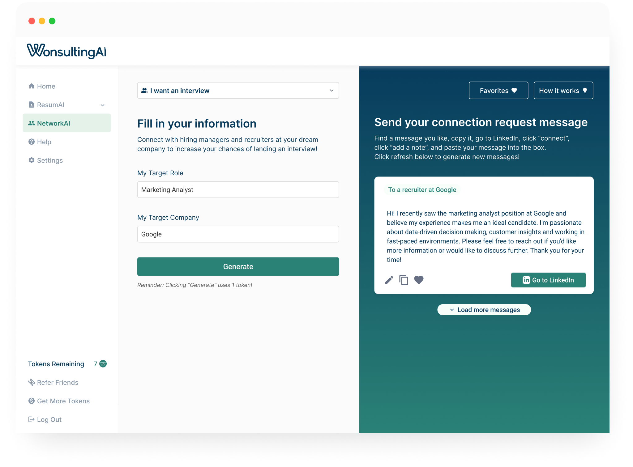 WonsultingAI Resume AI Cover Letter AI And Network AI