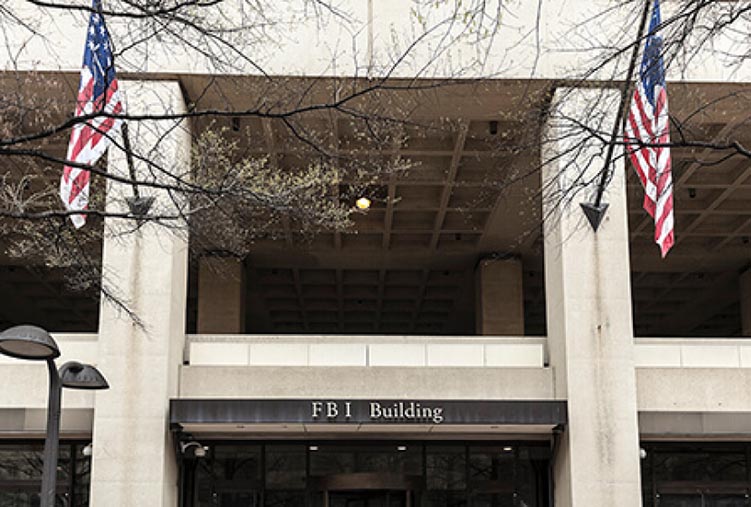 The entrance of FBI headquarters
