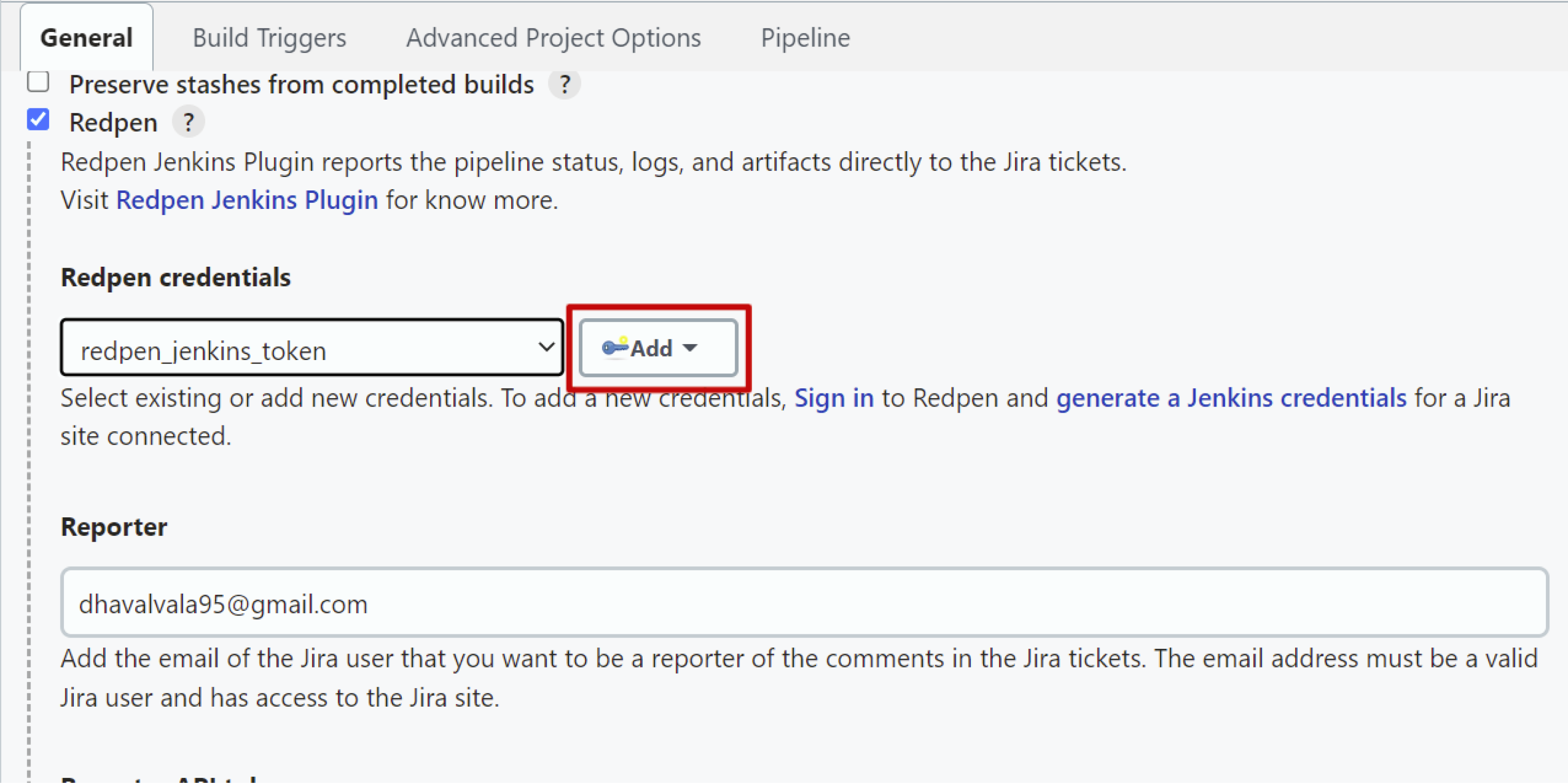 Configure Redpen - Pipeline Reporter for Jira Plugin in Jenkins Job ...