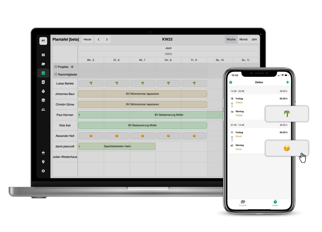 Digitale Plantafel für Handwerksbetriebe